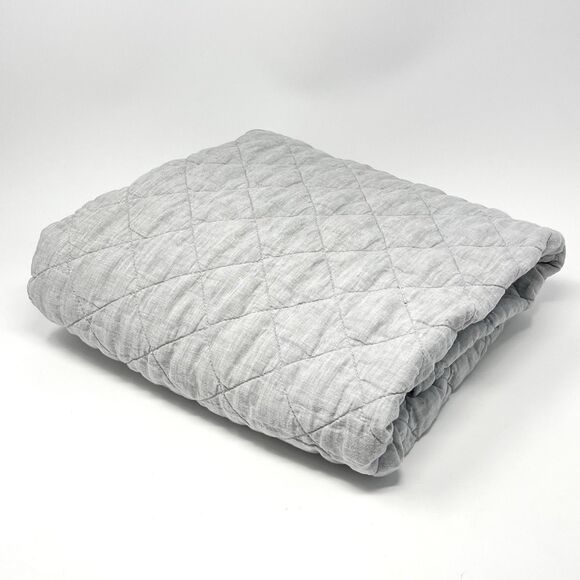 Pottery Barn Kids Toddler European Flax Linen Baby Quilt Blanket 36x50” Gray - Picture 1 of 3